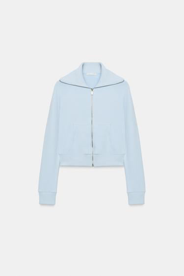 ZIP-UP PLUSH JACKET - Light blue by Zara
