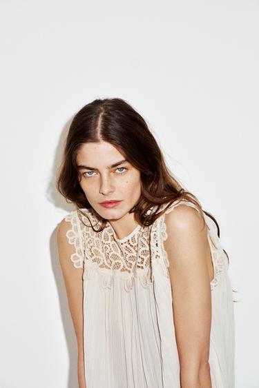 CONTRAST CROCHET TOP - Ecru by Zara - Image 4