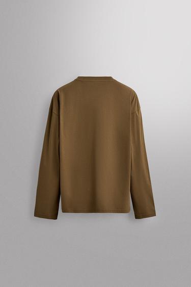 LONG SLEEVE T-SHIRT WITH POCKET - Light brown by Zara - Image 8