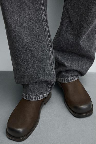 Zara KOŽNE ČIZME – Smeđa