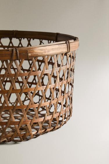 BAMBOO BASKET WITH LID - Light beige by Zara - Image 2
