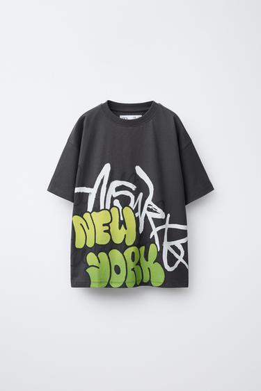 CAMISETA COM ESTAMPADO DE GRAFFITI - Cinza-antracito da Zara - Imagem 0