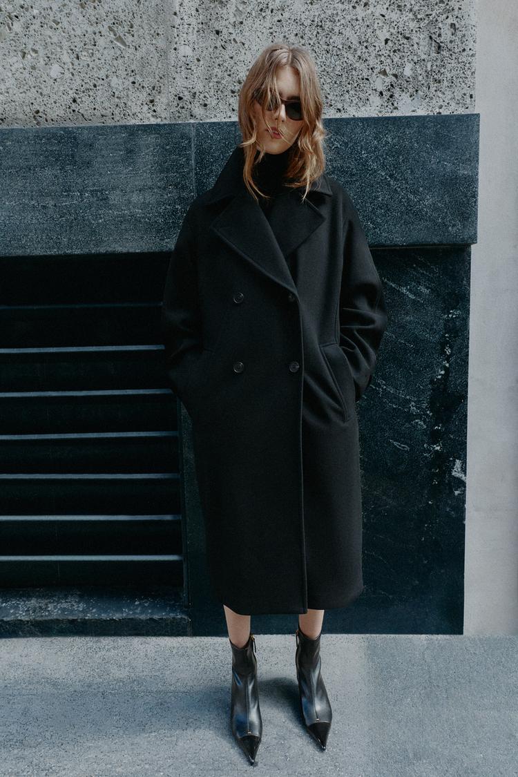 SOFT OVERSIZED COAT — Black