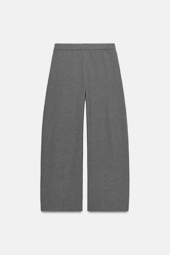 BARREL LEG DARTED TROUSERS - Black / Ecru by Zara - Image 7