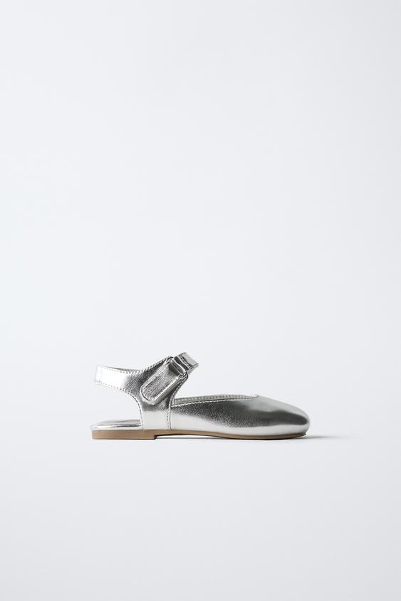 BALLERINES OUVERTES À L'ARRIÈRE - Argent de Zara - Image 0