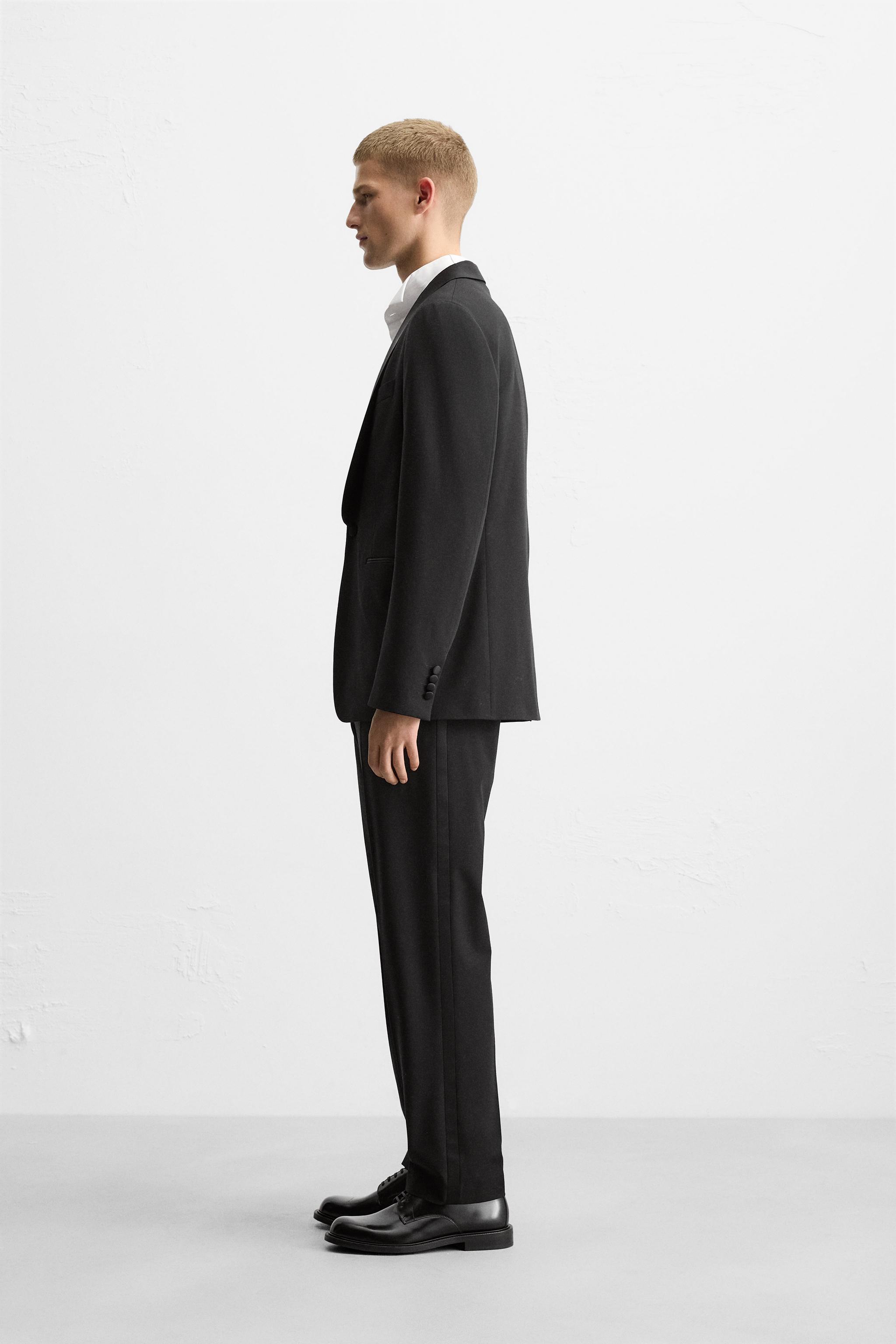 ピークドラペル サテン タキシードブレザー - ブラック | ZARA