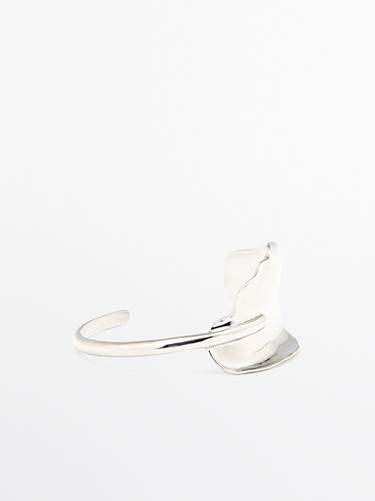 Pulsera ancha textura - Plata de Zara