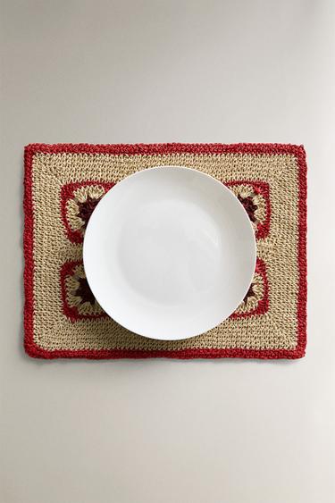 SET DE TABLE CROCHET COULEUR - Écru / Rouge de Zara - Image 4