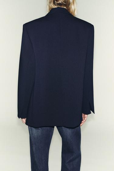 VESTE CROISÉE OVERSIZE - Bleu marine de Zara - Image 5