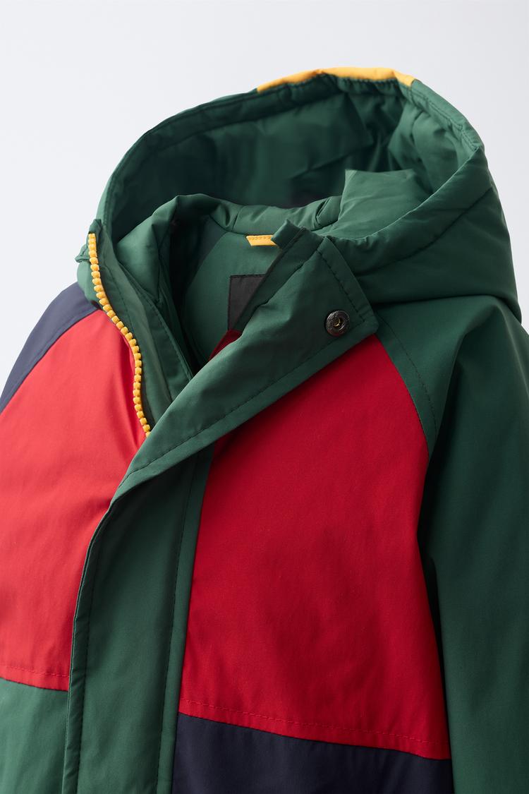 Chaqueta acolchada de bloques de color repelente al agua 5