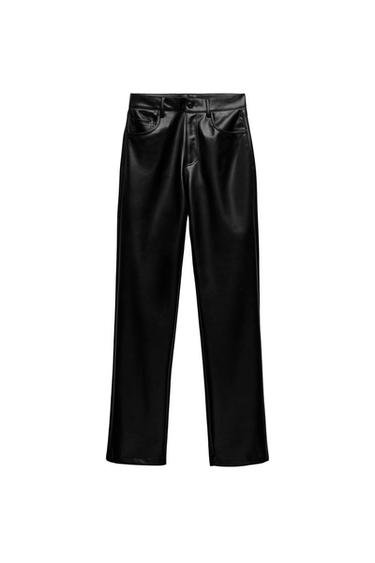 FAUX LEATHER STRAIGHT LEG PANTS