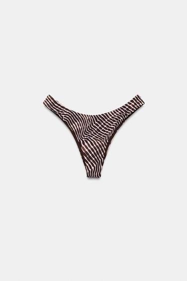 SLIP BIKINI REVERSIBILE STAMPATO - Marrone di Zara