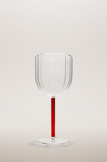 BOROSILICATE GLASS WITH COLOURED STEM - Red by Zara