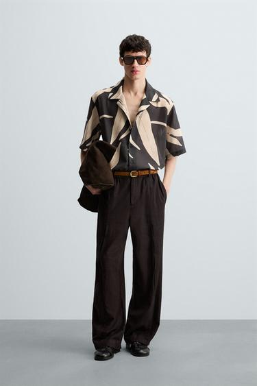 LEAF PRINT SHIRT - Black by Zara