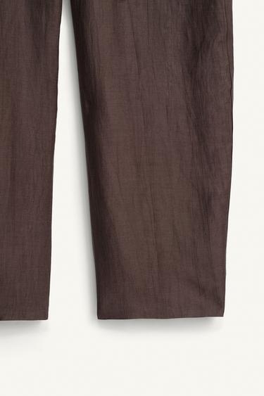 WIDE-LEG TROUSERS WITH BELTS - Brown / Taupe by Zara - Image 8