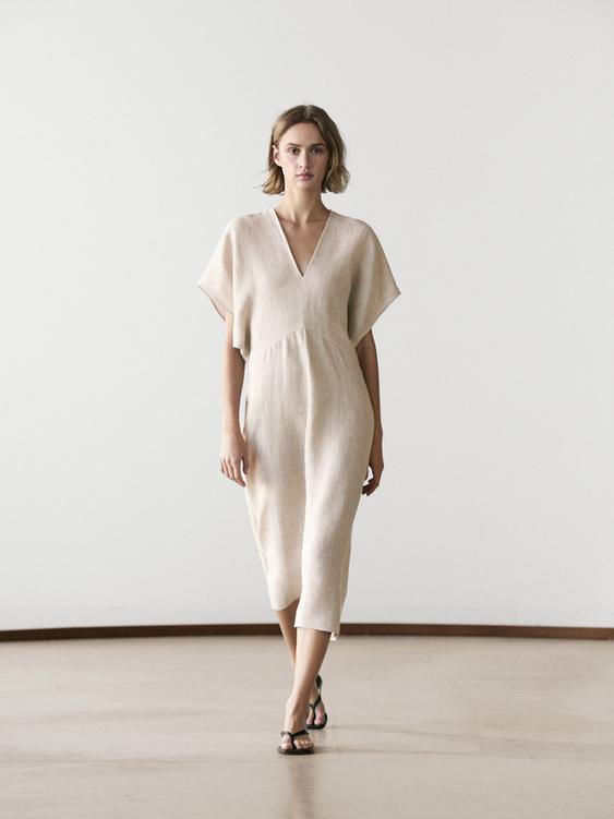 Lightweight short sleeve linen midi dress from Zara - $200
