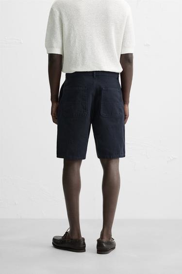 FADED CANVAS BERMUDA SHORTS - Navy blue by Zara - Image 2