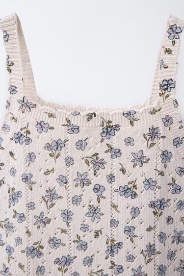 FINE KNIT FLORAL PRINT TOP - Beige by Zara - Image 2