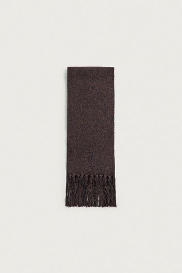 ÉCHARPE EN MAILLE COTON - LAINE - Marron chiné de Zara
