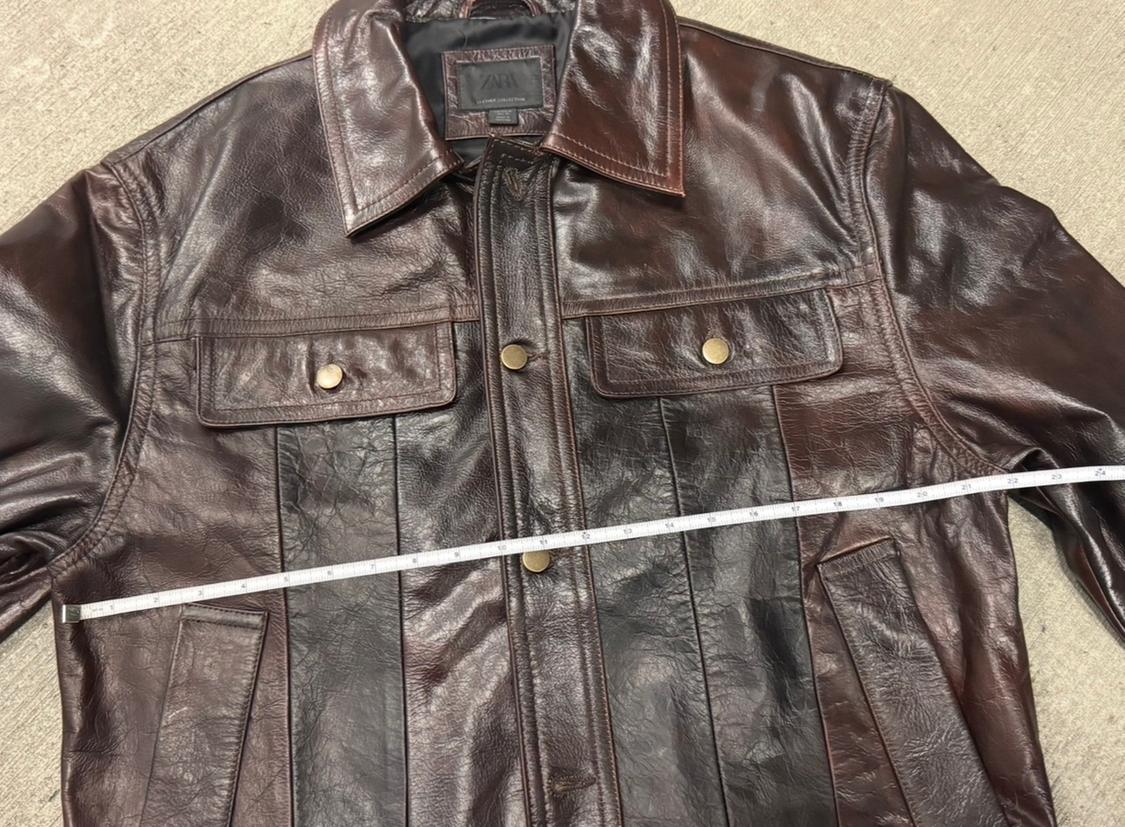 REGULAR FIT BUTTON DOWN BUFFALO LEATHER JACKET - Image 3