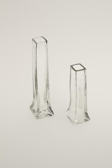 TALL DECORATIVE GLASS VASE — Transparent 2