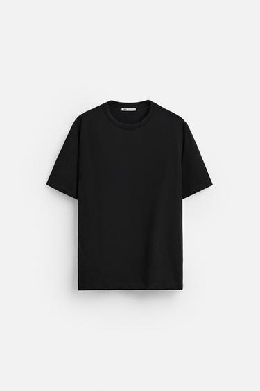 Zara BASIC MEDIUM WEIGHT T-SHIRT - Black
