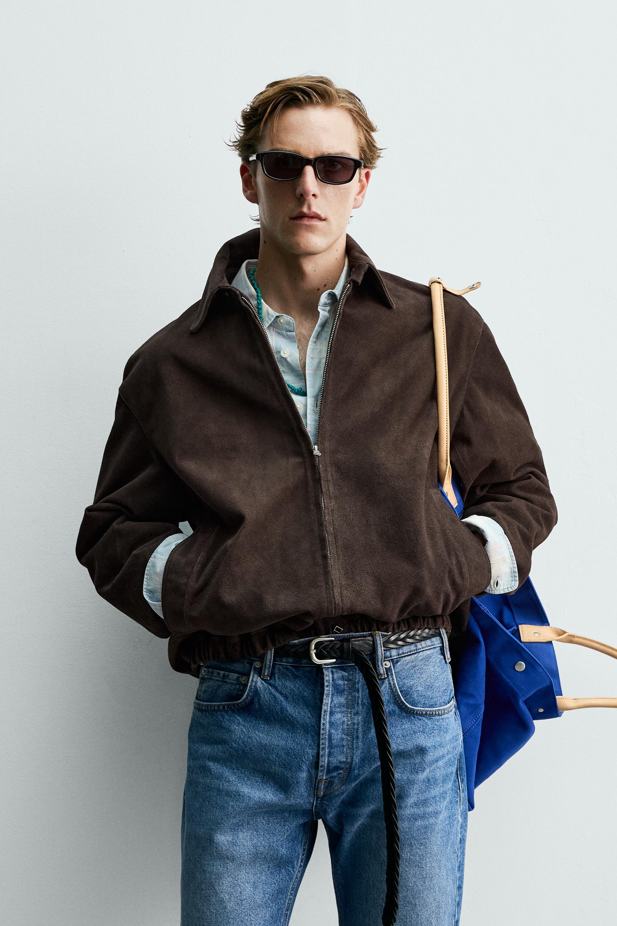 BLOUSON REGULAR FIT EN CUIR DAIM AARON LEVINE X ZARA