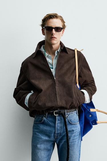 REGULAR FIT SUEDE LEATHER JACKET AARON LEVINE X ZARA - Brown by Zara