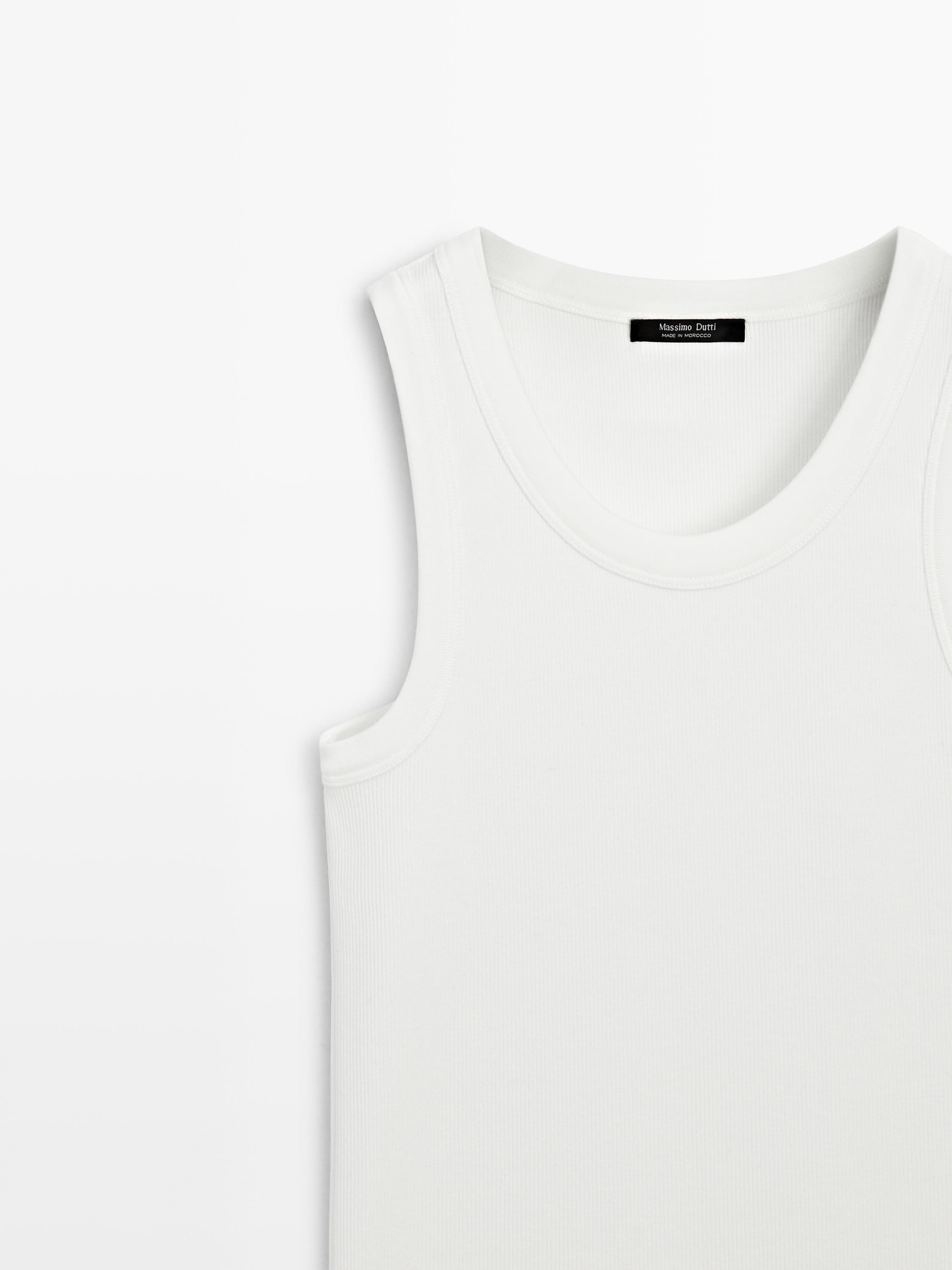 T-shirt encolure américaine en coton mélangé