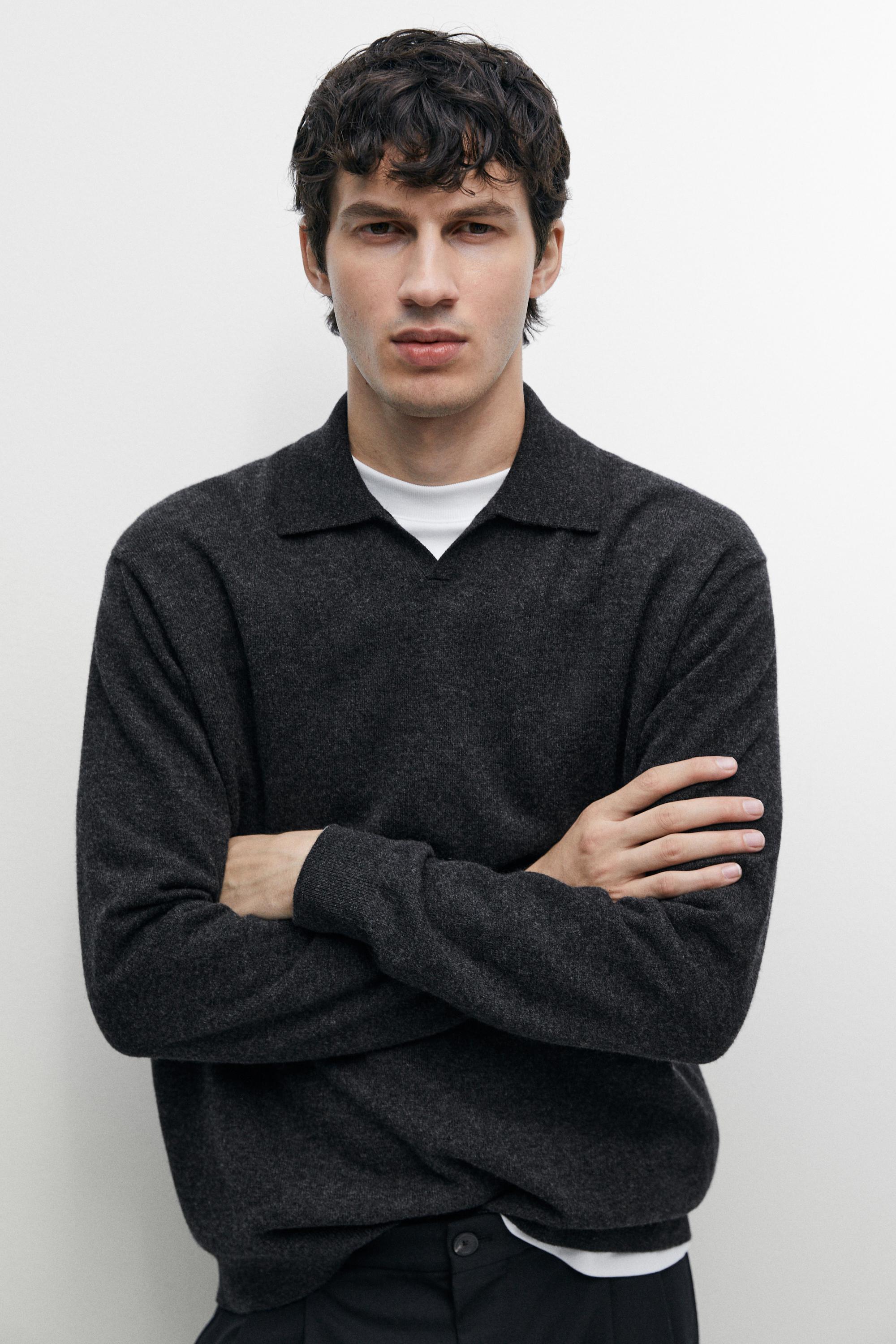 100% wool knit polo sweater