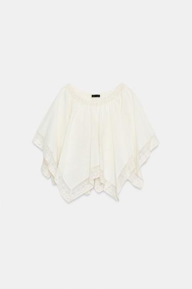 LACE CAPE TOP - Ecru by Zara - Image 3