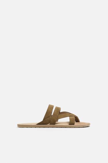 LEATHER STRAP SANDALS - Cognac Brown by Zara