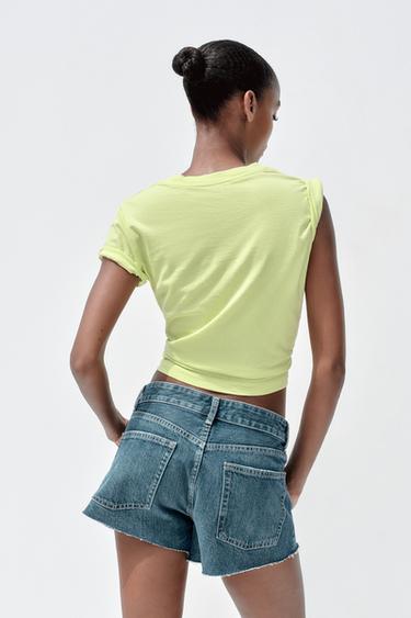 T-SHIRT DÉLAVÉ INSCRIPTION - Citron vert de Zara - Image 3