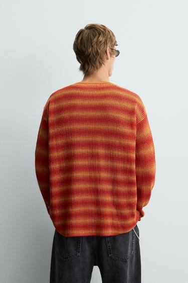 PULL AJOURÉ À RAYURES - Orange de Zara - Image 2