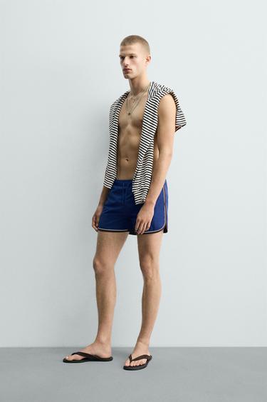 MAILLOT DE BAIN COURT CONTRASTE - Bleu de Zara - Image 4