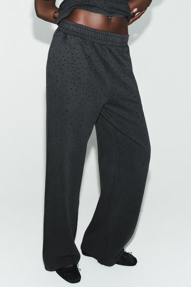 SHINY PLUSH TROUSERS - Black by Zara