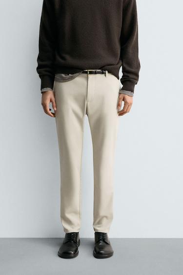 Zara SLIM FIT STRETCH PANTS - Stone
