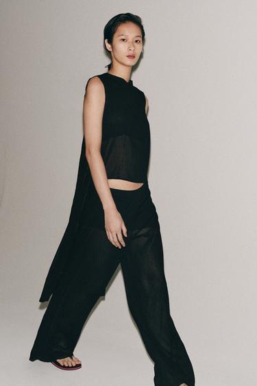 STRAIGHT LEG FLOWING TROUSERS - Black by Zara