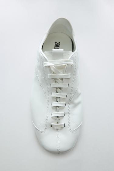 Zara LEATHER DERBY SHOES - White