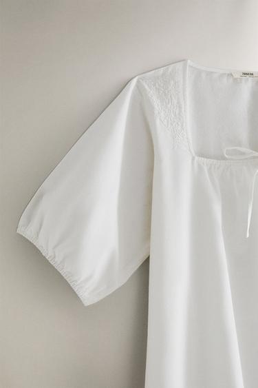 SHORT SLEEVE NIGHTDRESS - White by Zara - Image 2