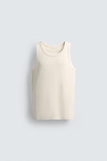 RIBBED TANK TOP - Ecru by Zara - Image 6