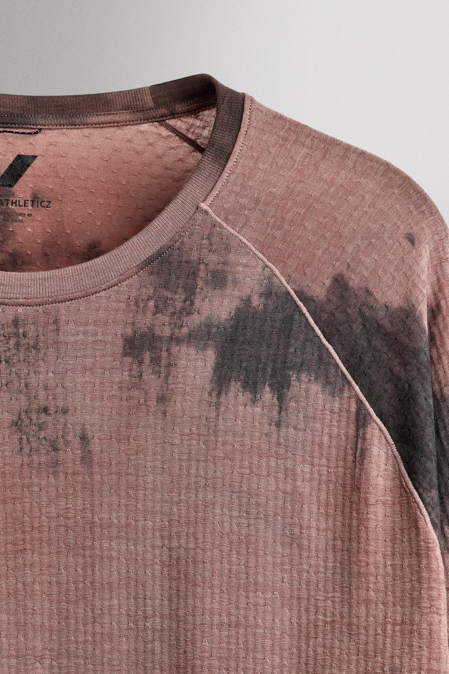 Мужская футболка Zara Technical Wool-Blend Graphic, цвет: Pinks — фото 8