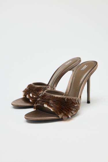 SANDALES FANTAISIE À SEQUINS - Gris taupe de Zara - Image 3