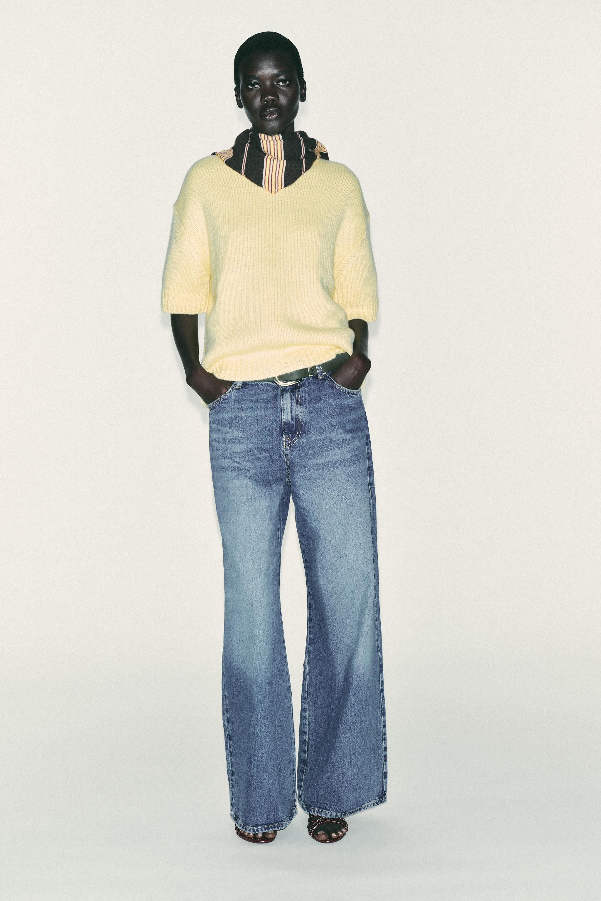 OVERSIZED SHORT SLEEVE KNIT SWEATER - Gray marl | ZARA United States