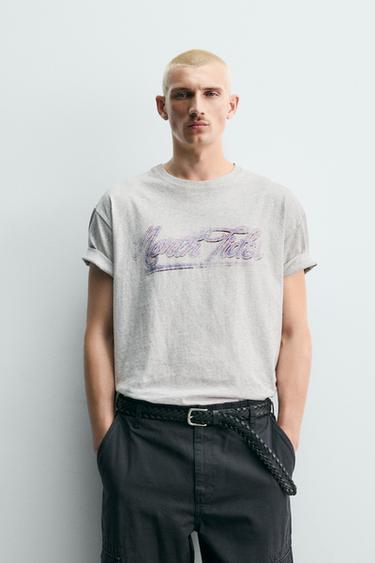 T-SHIRT LAVÉ À INSCRIPTION IMPRIMÉE - Gris chiné de Zara - Image 1