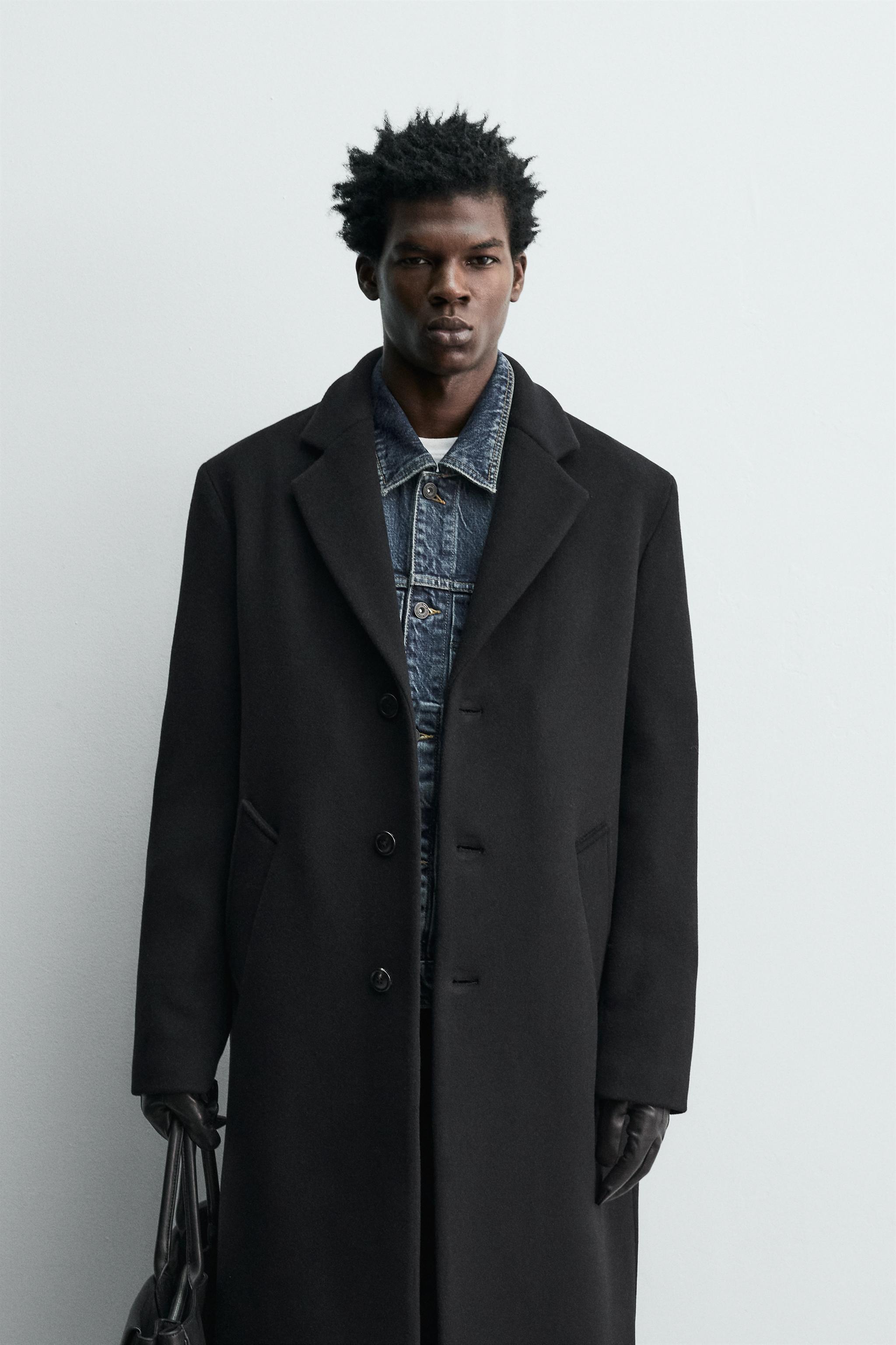 新品タグ付き✨【ZARA】ロングプレミアムウールブレンドコート マンテコ生地 黒 MANTECO®ウールブレンドコート - ブラック | ZARA Japan / 日本