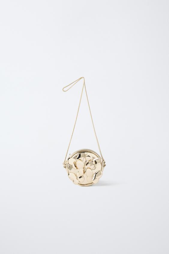 METALLIC FLORAL CROSSBODY BAG - Gold by Zara - Image 0