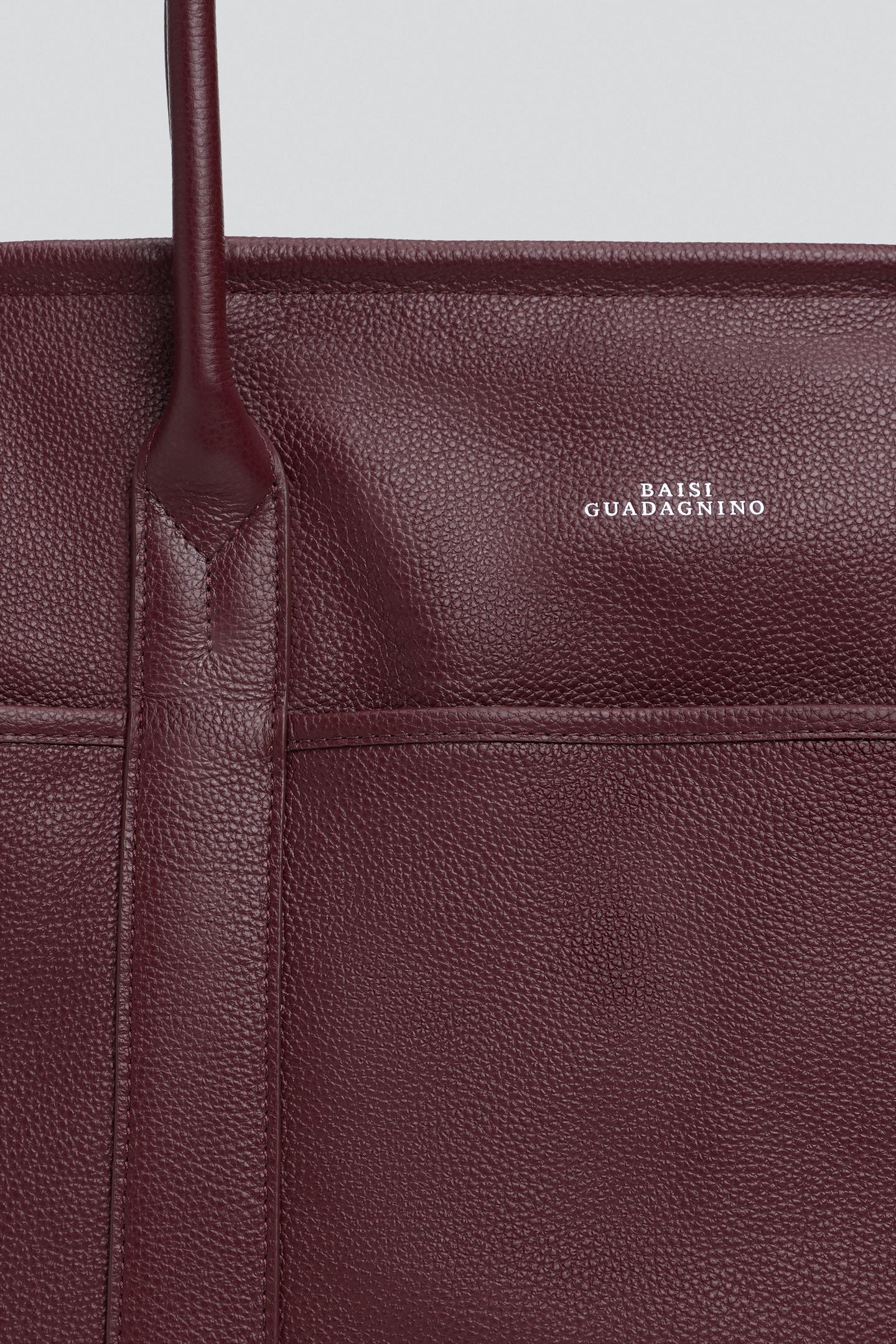 Мужская сумка Zara Leather Shopper, цвет: Бордовый красный — фото 4