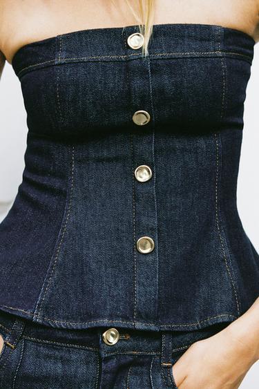 TOP Z1975 PÉPLUM EN JEAN - Indigo de Zara - Image 2