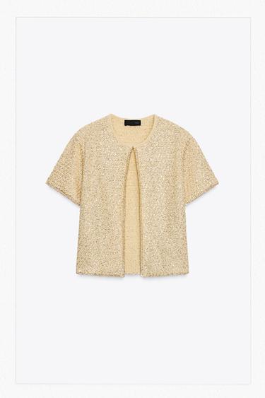 ნაქსოვი ჟაკეტი ბრჭყვიალა ელემენტებით - Zara-ს Butter